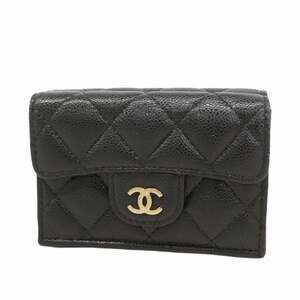 CHANEL Authentic Black Caviar Leather Wallet